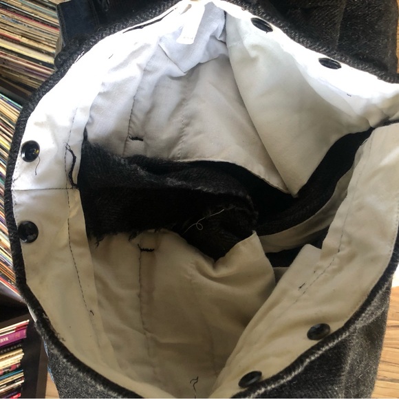 Vintage Woolrich 32W Tweed Plaid Wool Blend Trousers Black Gray Slacks Hemmed - Picture 9 of 9